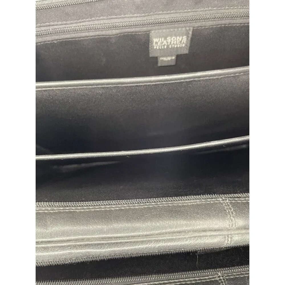 Pelle Studio Black Briefcase Multi Pocket Laptop Black Messenger Wilsons Leather